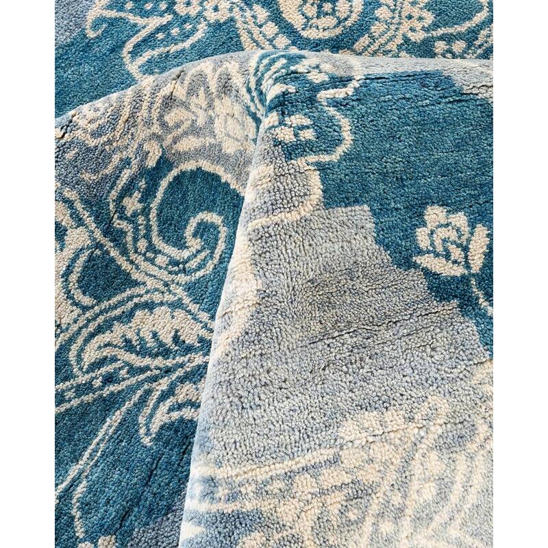 Ikat One-of-a-Kind Hand-Knotted Area Rug, Blue - 8' 4" x 10' 2"