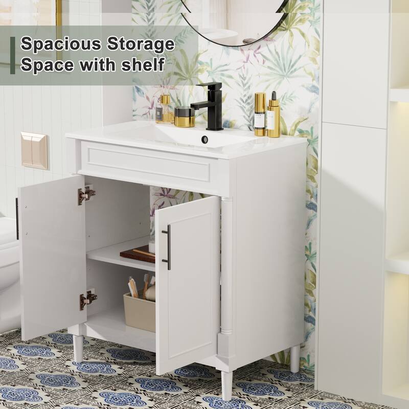24"/30"/36" Retro Bathroom Vanity W/ Drop in Sink Combo Cabinet Set