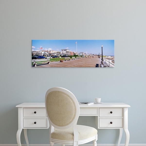 Easy Art Prints Panoramic Images's 'Tourist walking on the boardwalk, Ocean Grove, New Jersey, USA' Premium Canvas Art