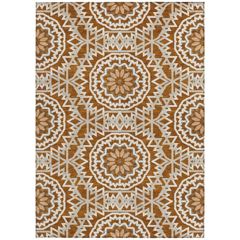 HomeRoots Floral Medallion Transitional Rectangle Outdoor Rug