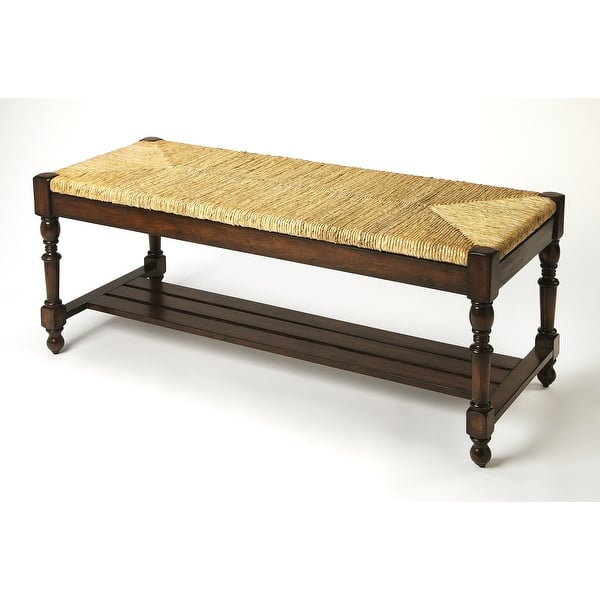 slide 2 of 3, Butler Heritage Wood Bench with Woven Rope Seat
