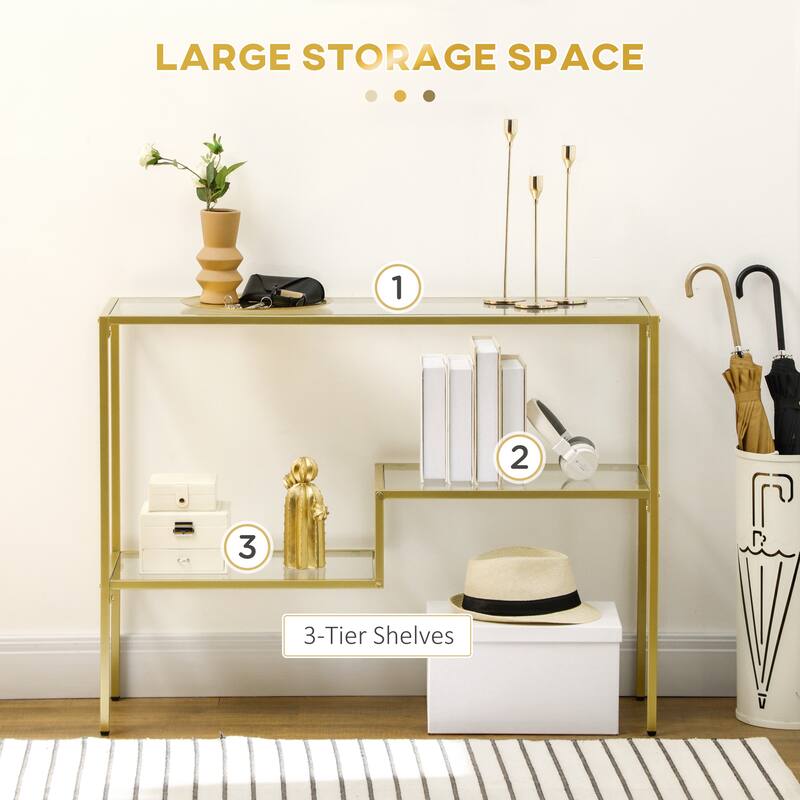 HOMCOM Gold Console Table
