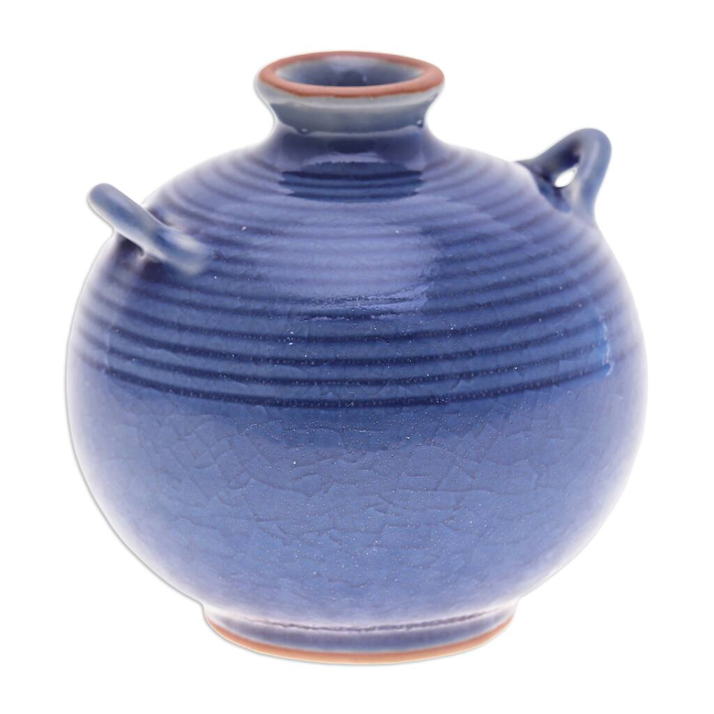 Novica Handmade Thai Circles Celadon Ceramic Vase
