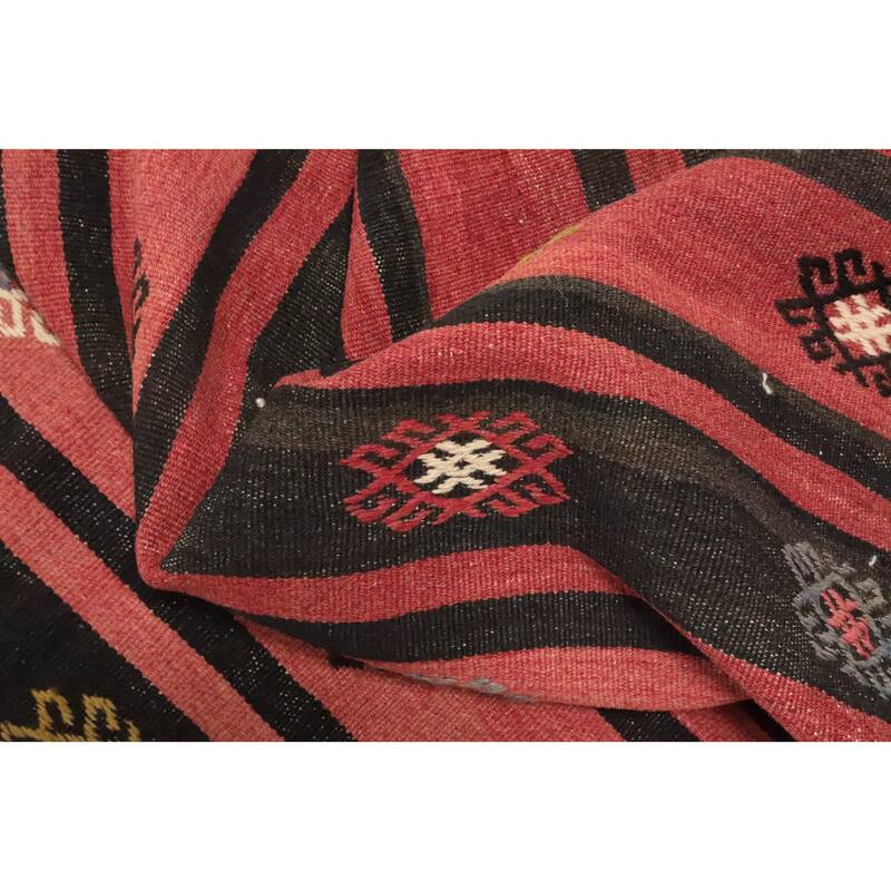 Hand Woven Oriental 100% Wool Carpet Southwestern Tribal Multi-Colored Kilim Area Rug - 9' 8'' X 5' 10''