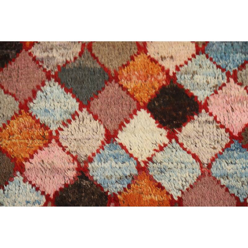 All-Over Trellis Moroccan Oriental Runner Rug Handmade Wool Carpet - 2'7" x 10'1"