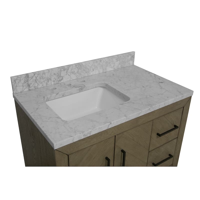 KitchenBathCollection Peyton 36" Bathroom Vanity with Carrara Marble Top