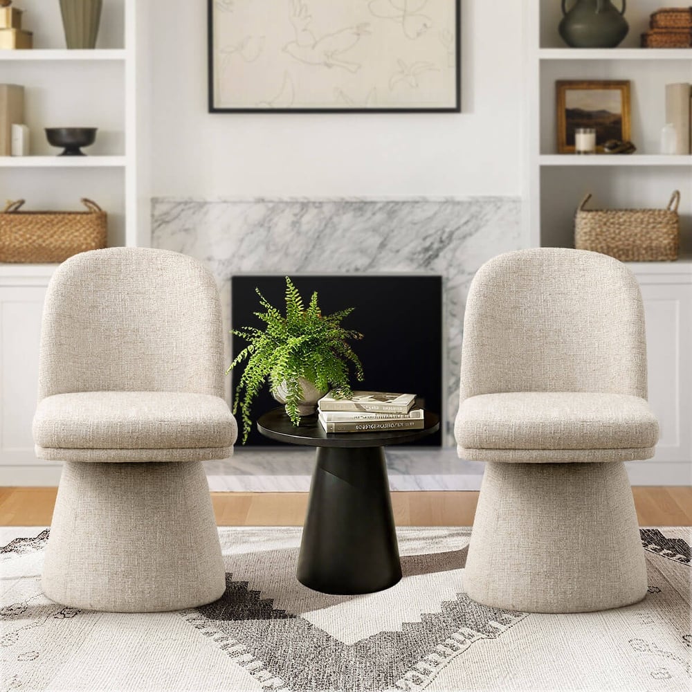 Swivel Fabric Upholstered Dining Chair(Set of 2)