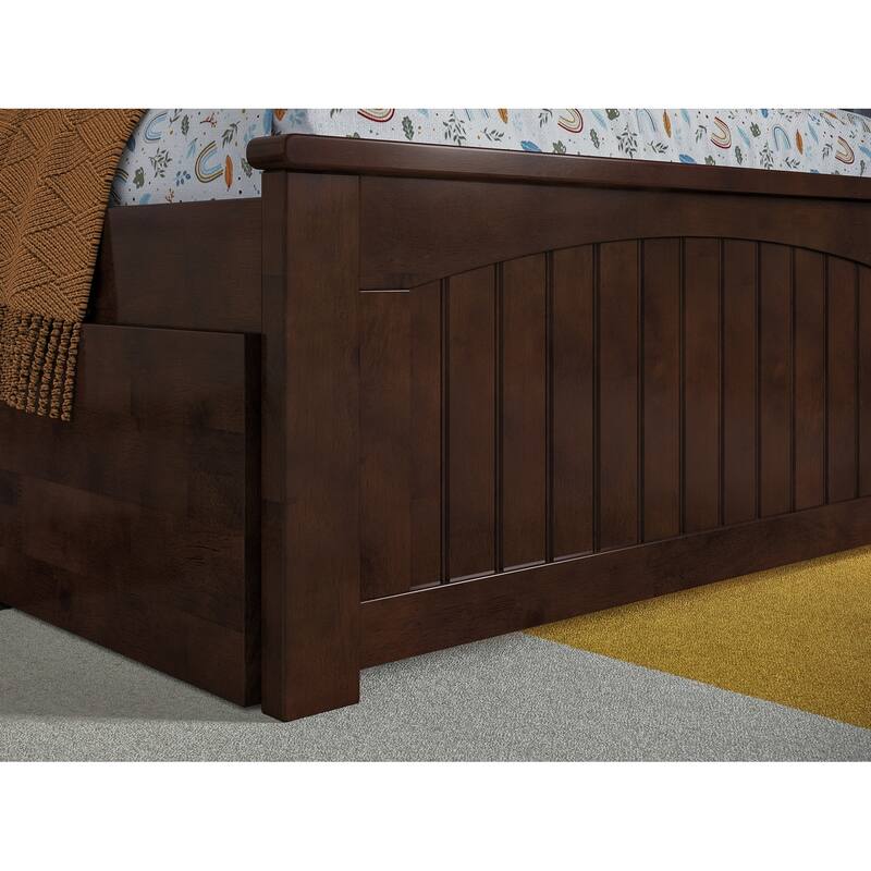 Nantucket Solid Wood Platform Bed with Matching Footboard & Twin Trundle