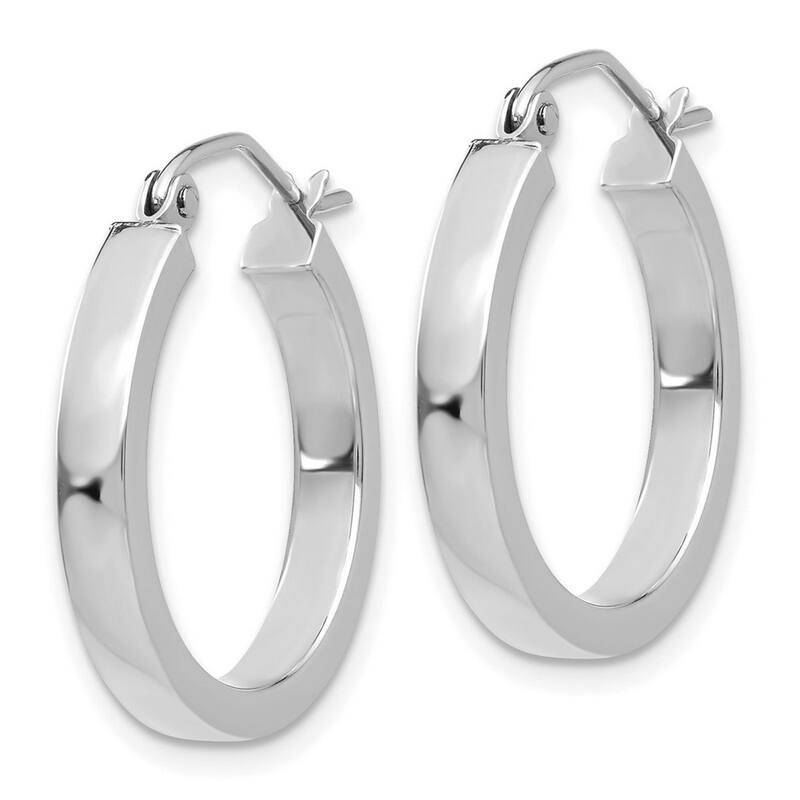 Curata 10k White Gold 2.9mm Solid Square Tube Hoop Earrings - 20mm 25mm 30mm 35mm