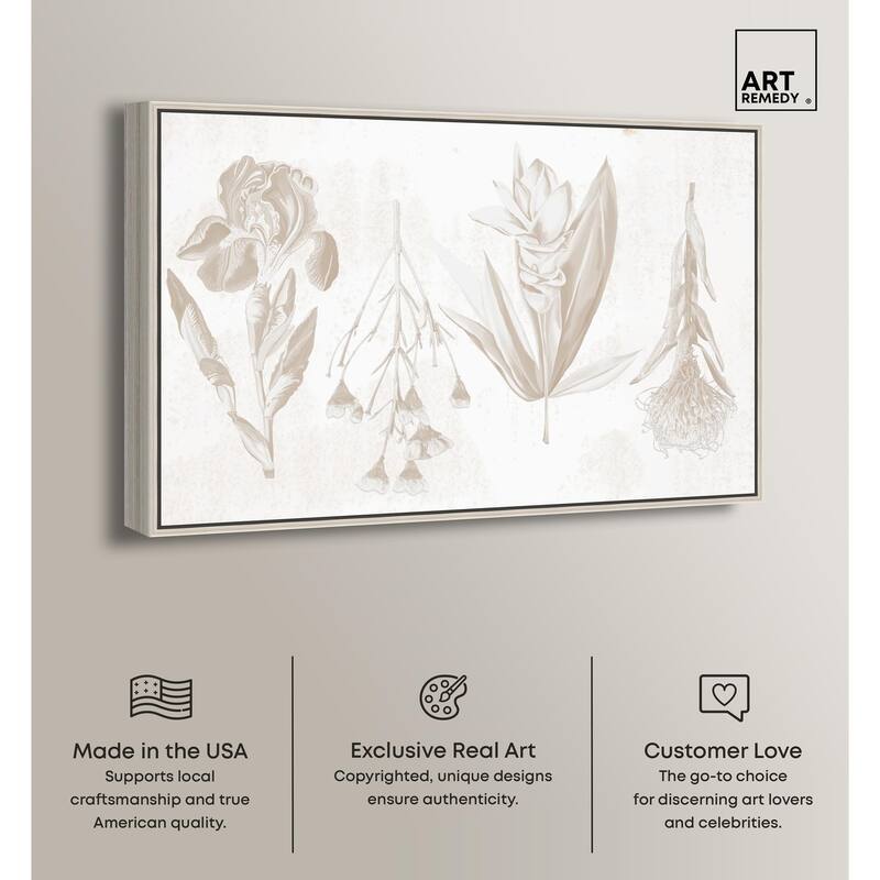 White Pressed Flora Canvas by Art Remedy