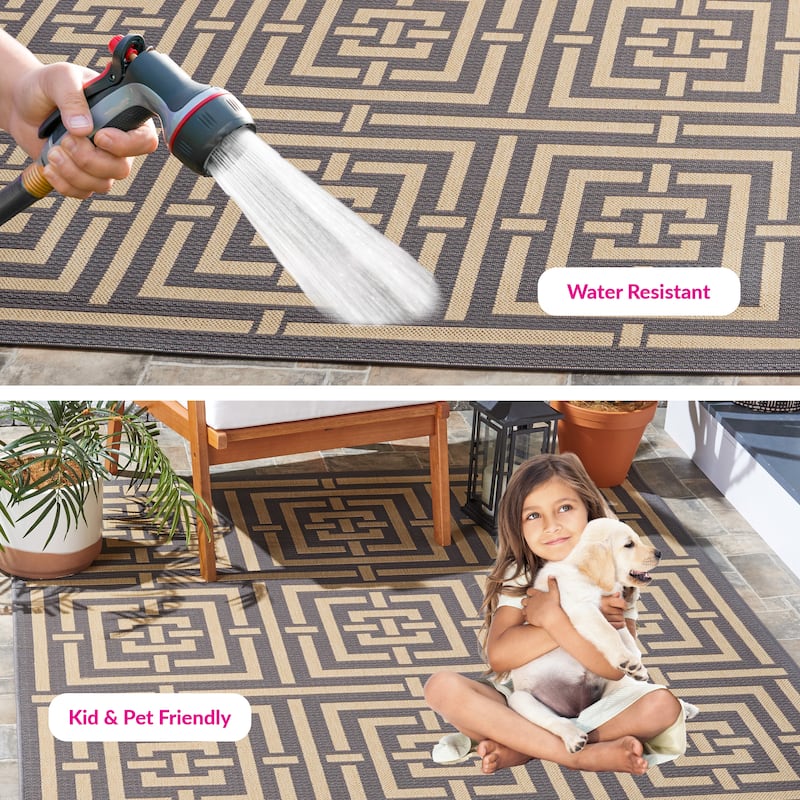 SAFAVIEH Courtyard Ginger Indoor/ Outdoor Waterproof Patio Backyard Rug