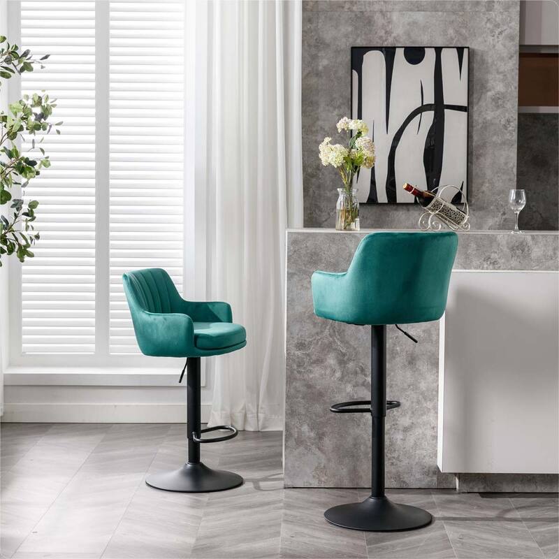 Bar Stools Set of 2 - Adjustable Barstools with Back and Footrest