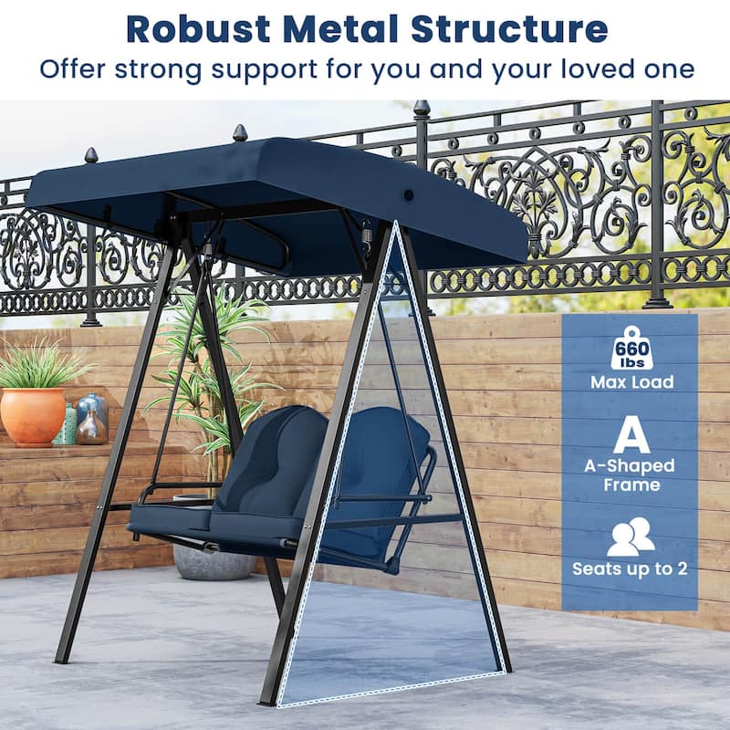 Costway 2-Person Outdoor Porch Swing Swing Loveseat with A-Shaped - See Details