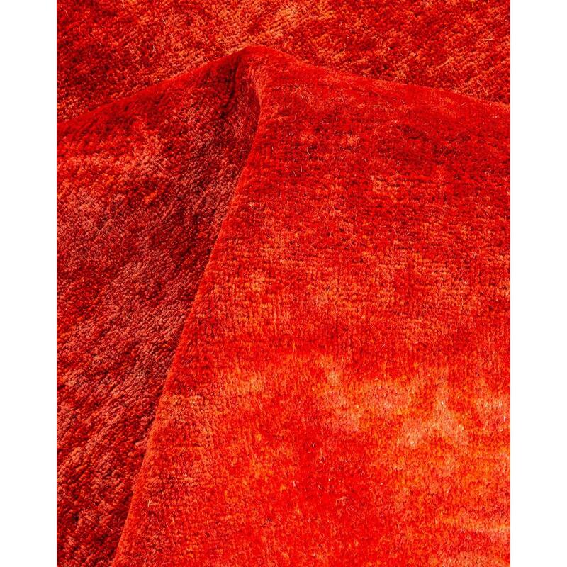 Overton Hand Knotted Wool Vintage Inspired Modern Contemporary Overdyed Red Area Rug - 4' 3" x 6' 1"