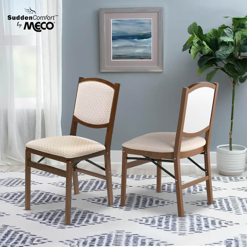 Stakmore Contemporary Upholstered Back Fruitwood Folding Dining Chair (2 Pack)