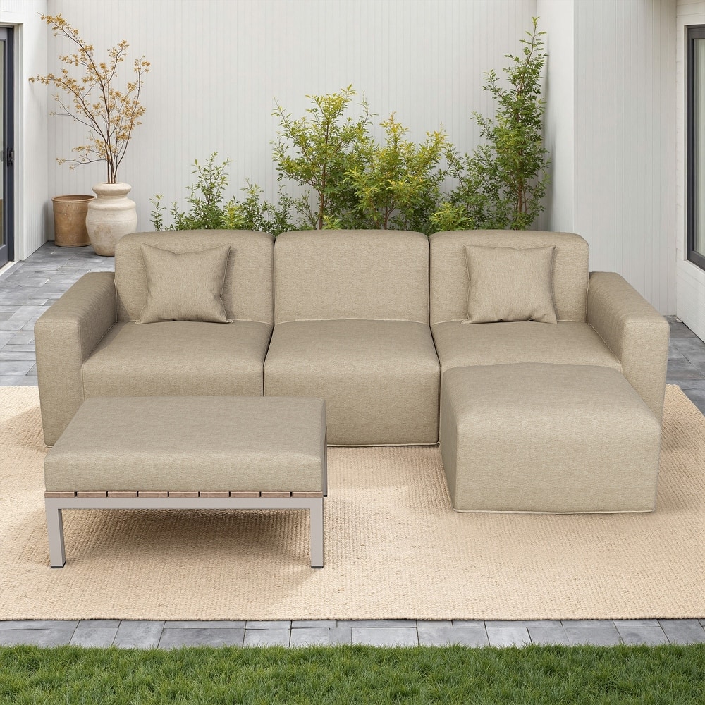 5-piece Full Foam Cushioning Sectional Sofa Set for living Room Patio