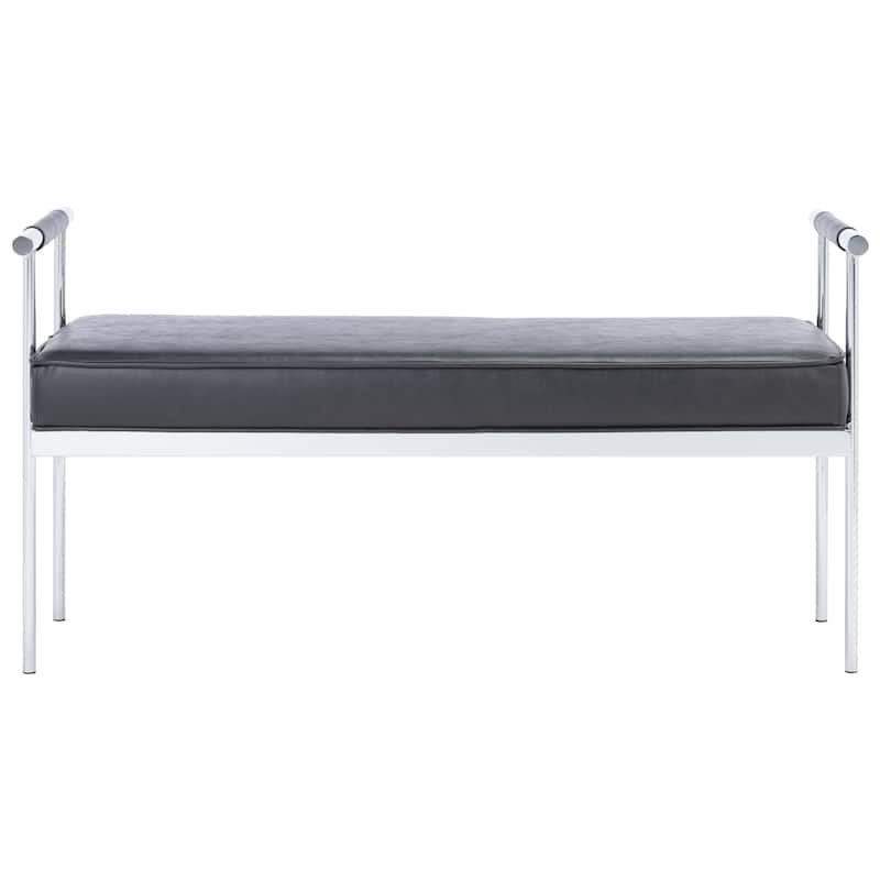 SAFAVIEH Pinkey Glam Long Rectangle Cushion Bench with Arms - 48" W x 17.3" L x 24.8" H - 48Wx17Dx25H