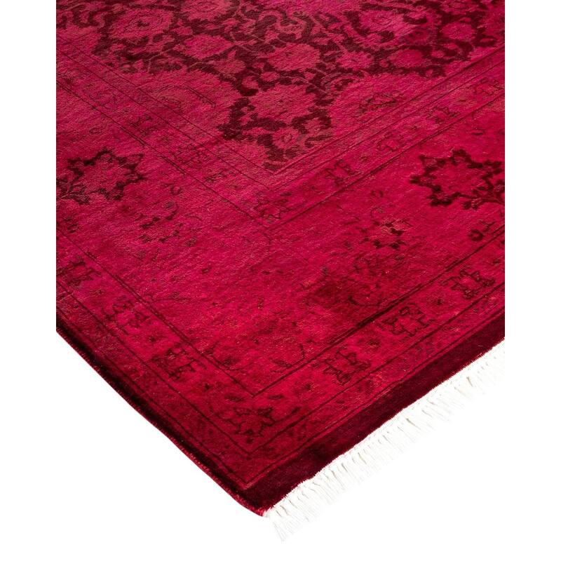 Overton Hand Knotted Wool Vintage Inspired Modern Contemporary Overdyed Pink Area Rug - 6' 1" x 9' 3"