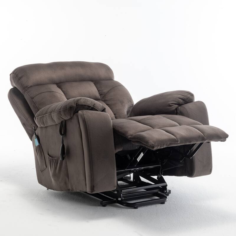 Velvet Wide Power Lift Recliner Chair with Heat, Massage & Silent Motor