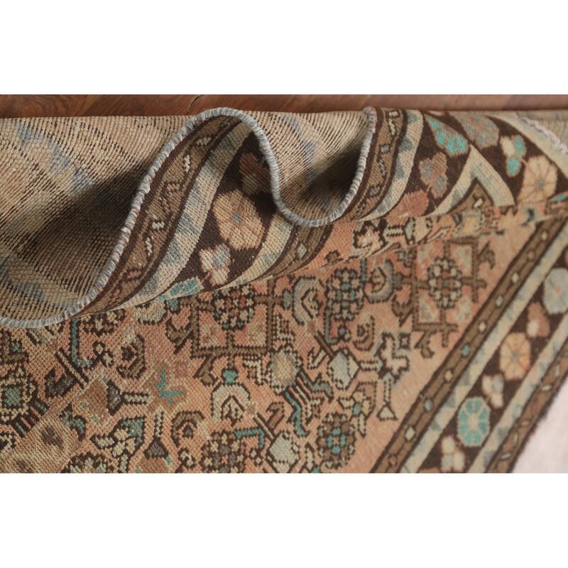 Hamedan Persian Vintage Runner Rug Hand-Knotted Wool Carpet - 3'5" x 9'11"