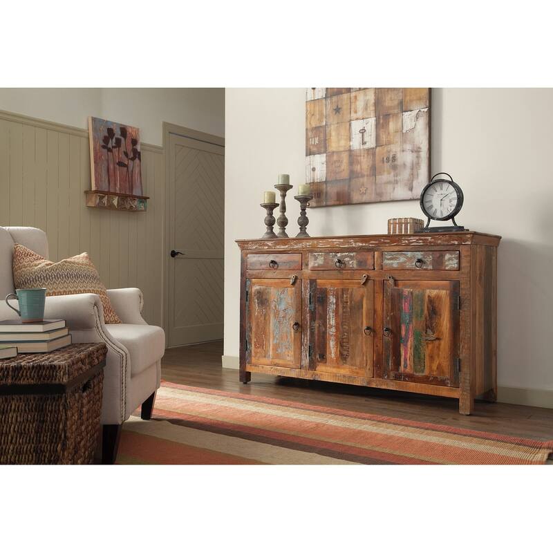 3-Door Accent Cabinet, Reclaimed Wood