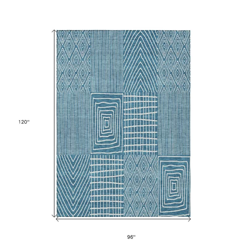 HomeRoots Geometric Transitional Rectangle Outdoor Rug