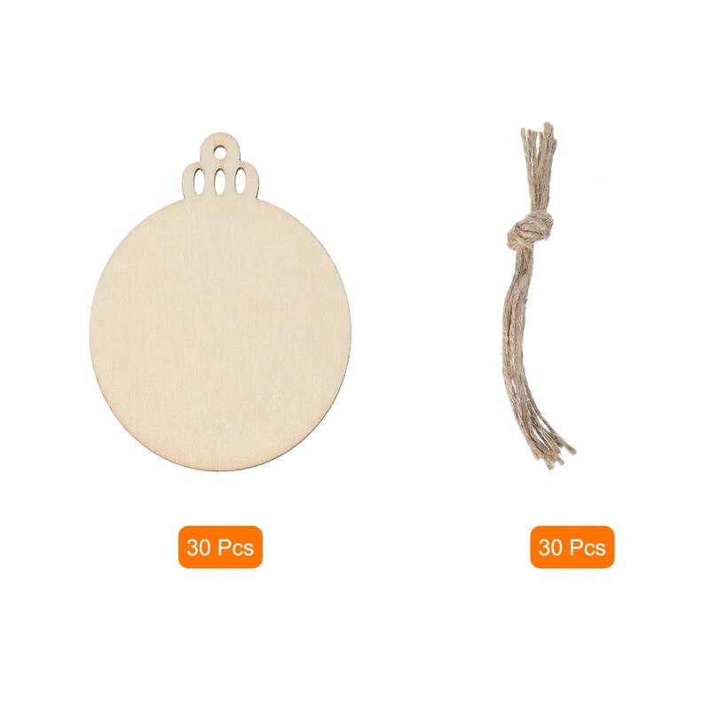 30 Pcs Wooden Christmas Ornaments Paintable Wooden Round Crafts
