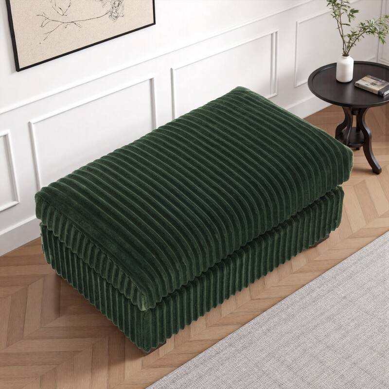 40" W Oversized Rectangle Plush Corduroy Ottoman