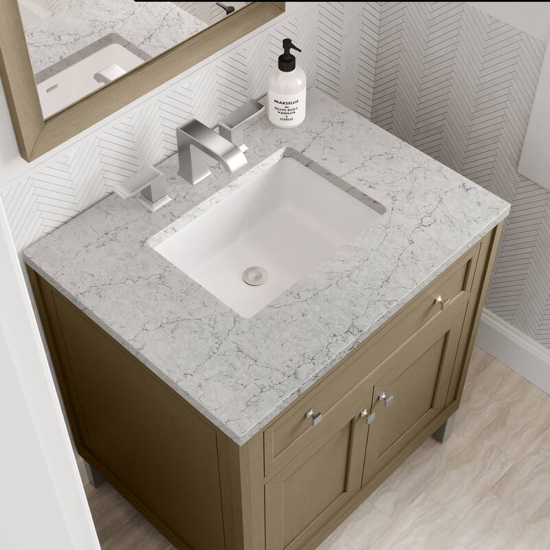 Chicago 30" Single Vanity, Walnut Whisper - Eternal Jasmine Pearl