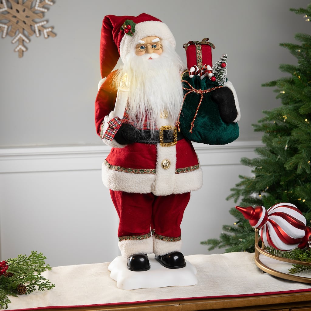 24-Inch Animated Santa Claus with Lighted Candle Musical Christmas Figure - 24"