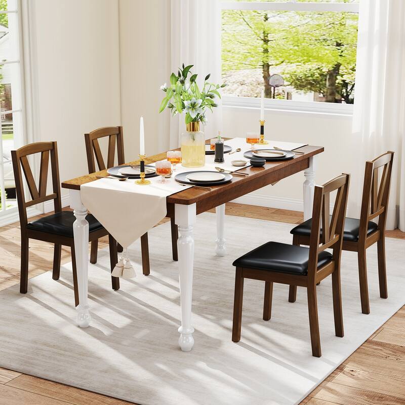 Costway Dining Chairs Set of 2/4 PU Leather Dining Room Chairs with