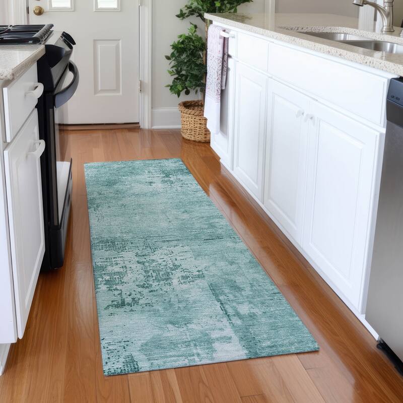 Premium Washable Super Soft Casual Abstract Mayfield Rug - Teal - 2'3" x 7'6"