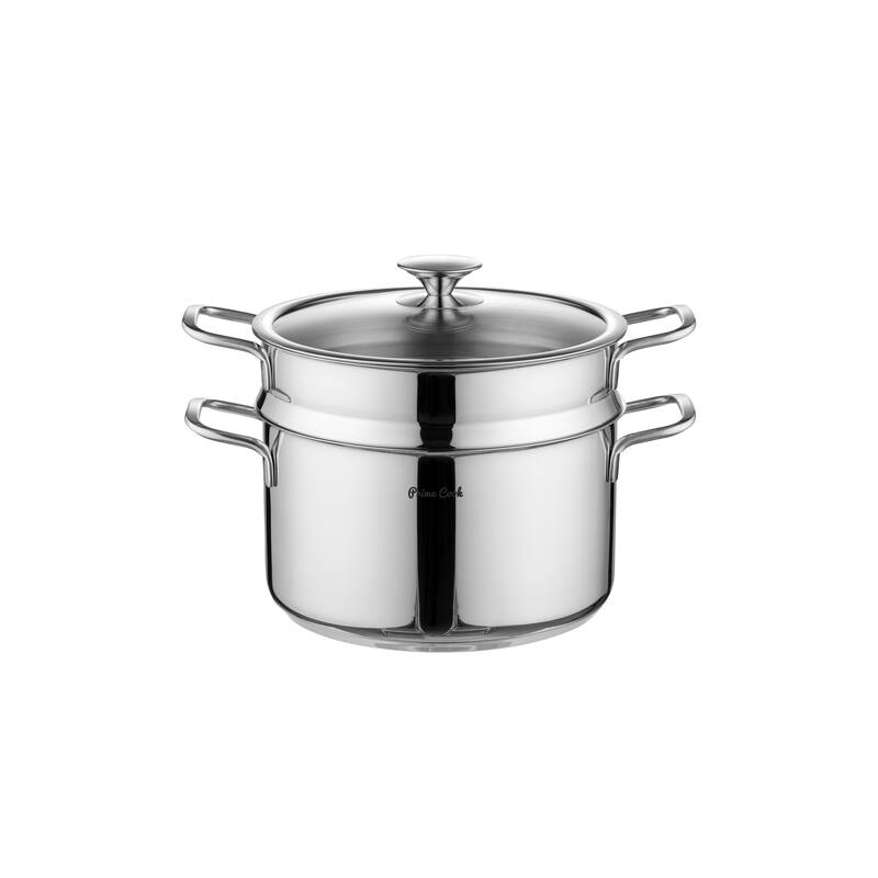 Prime Cook 9.0 QT(28CM) Stainless Steel Steamer Pot with Lid - Silver