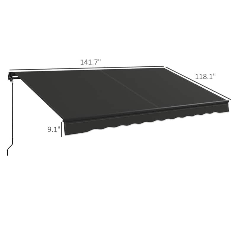 Polyester Aluminum Steel Manual Retractable Outdoor Awning - 141.75" W x 118" D