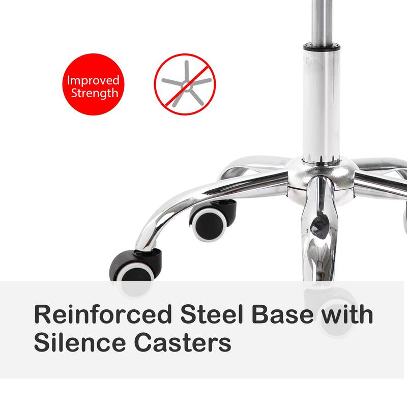 HomCom Height-adjustable Grey Rolling Massage Stool w/ Chrome Base