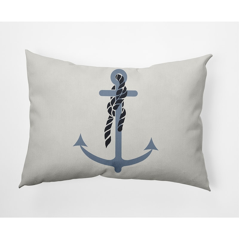 Anchor and Rope Nautical Indoor/Outdoor Throw Pillow - Dusty Smoke - 14" x 20"