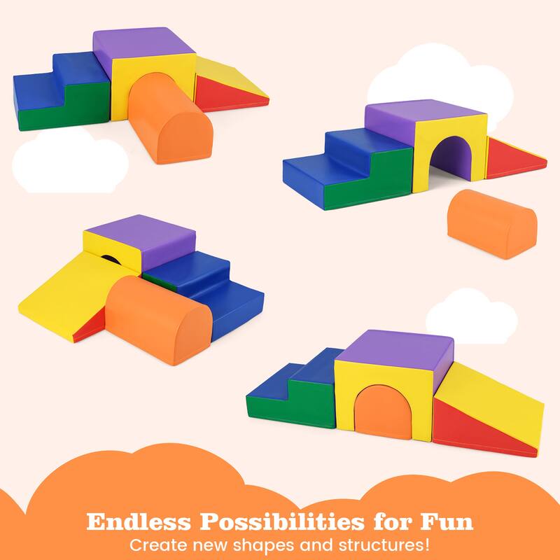 Gymax Kids Climb and Crawl Activity Playset Blocks w/ Waterproof PU - Multicolor