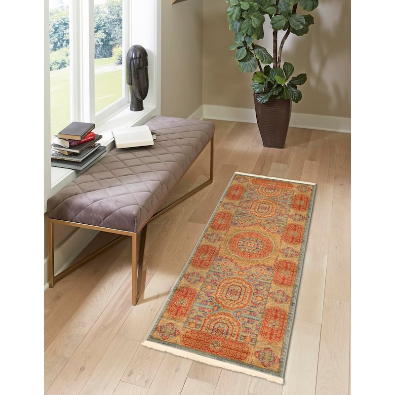 Traditional Cassia Collection Area Rug - Light Blue - 2'7"x10'
