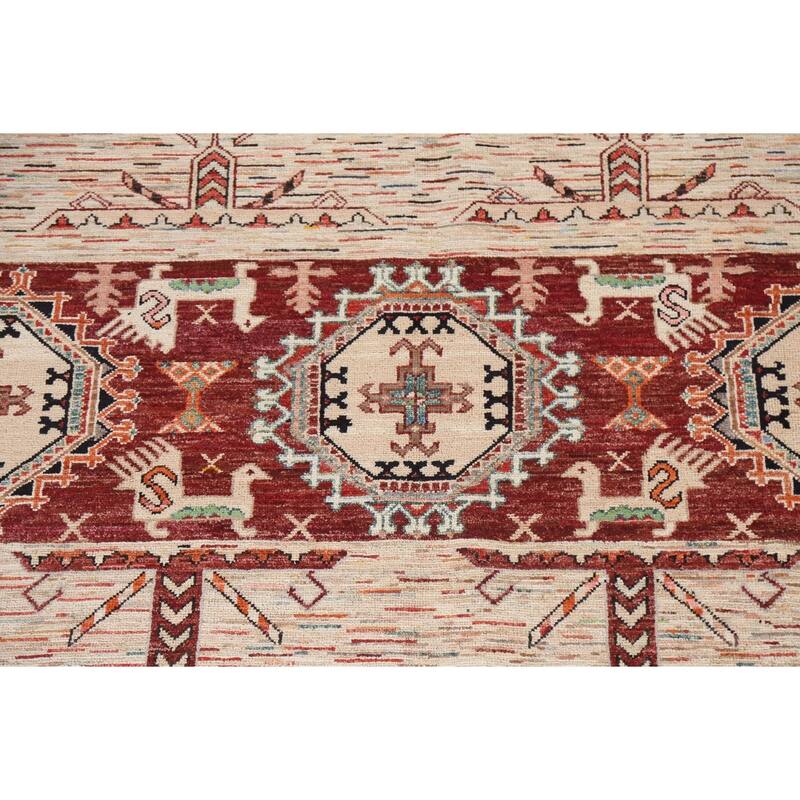 Tribal Geometric Kazak Oriental Home Decor Area Rug Wool Hand-knotted - 6'4" x 9'8"