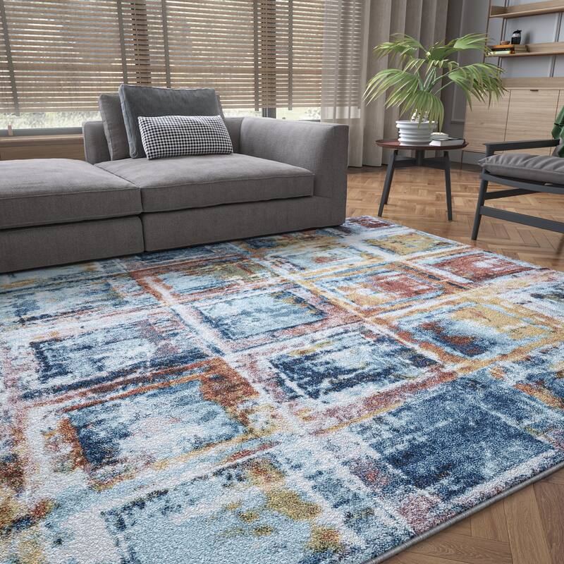 Rayna Bohemian & Eclectic Geometric Indoor Area Rug - 7'10'' x 10'2'' - Navy