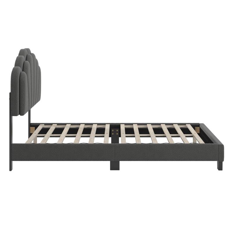 Wacissa LED Headboard Boucle Queen Platform Bed by iNSPIRE Q Modern