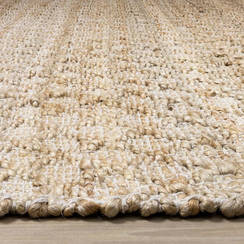Light Sand Jute Handmade Diamond Pattern Area Rug