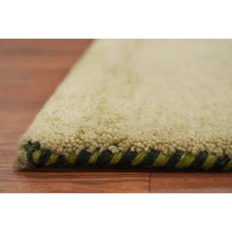 Hand Knotted Oriental 100% Wool Carpet Modern Modern Green Gabbeh Runner Rug - 9' 10'' X 2' 8''