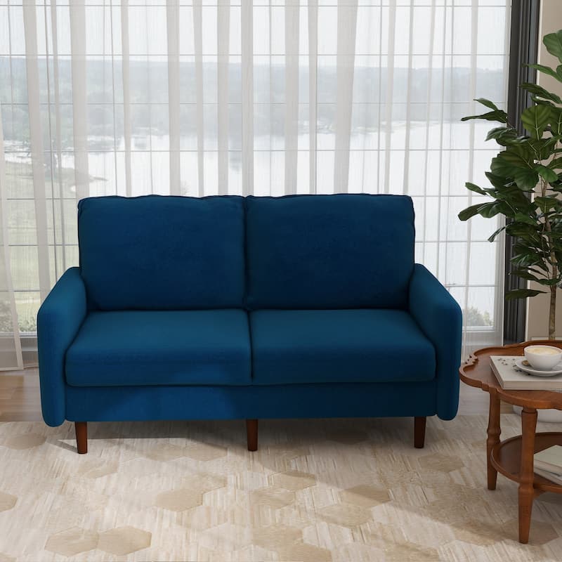 Velvet Loveseat Sofa With Wood Legs