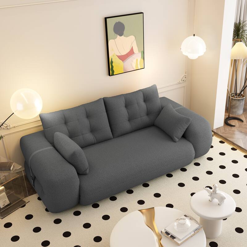 GDFStudio - Teddy Fabric 78.7" Multi-Functional Foldable Sofa Bed