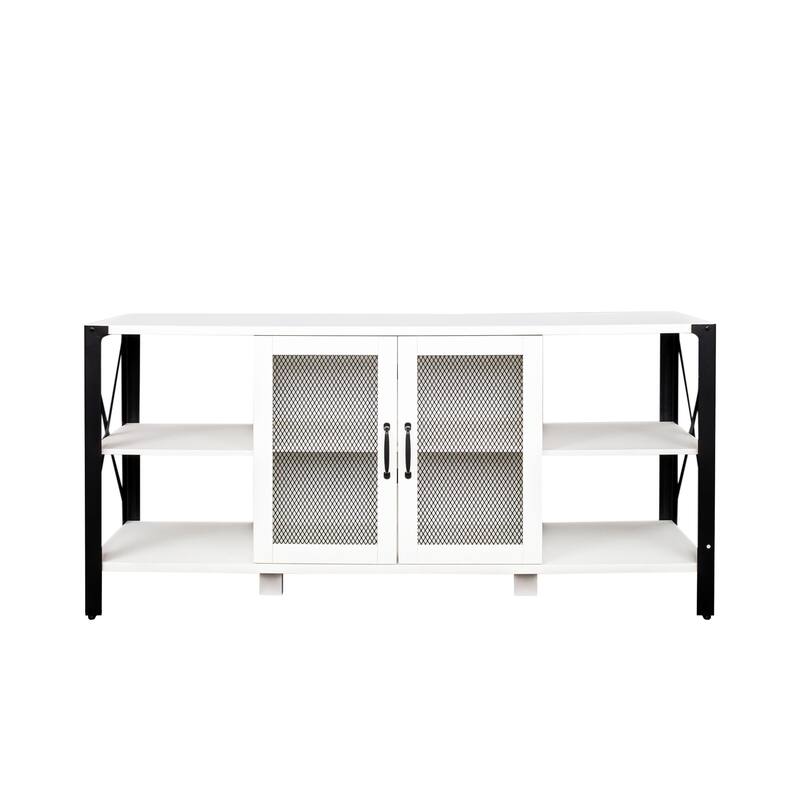 GDF Studio - Aishley Industrial Farmhouse 70.87" Wide TV Stand with Metal Frame and Open Storage Shelves
