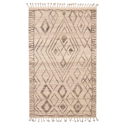 ECARPETGALLERY Hand-knotted Tangier Light Grey Wool Rug - 5'0 x 8'2