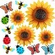 preview thumbnail 1 of 3, 12 Pcs Sunflower Metal Flowers Wall Decor Multi-Color
