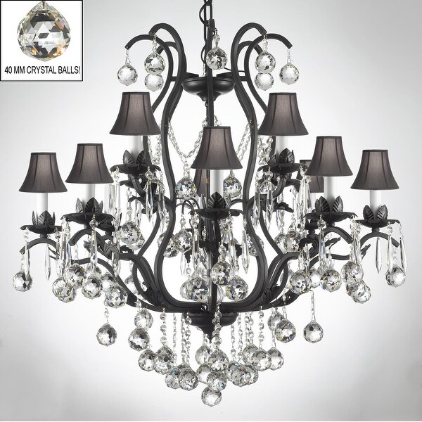 Swarovski Elements Crystal Trimmed Wrought Iron Swarovski Elements Crystal Trimmed Wrought Iron Chandelier Lighting With Faceted