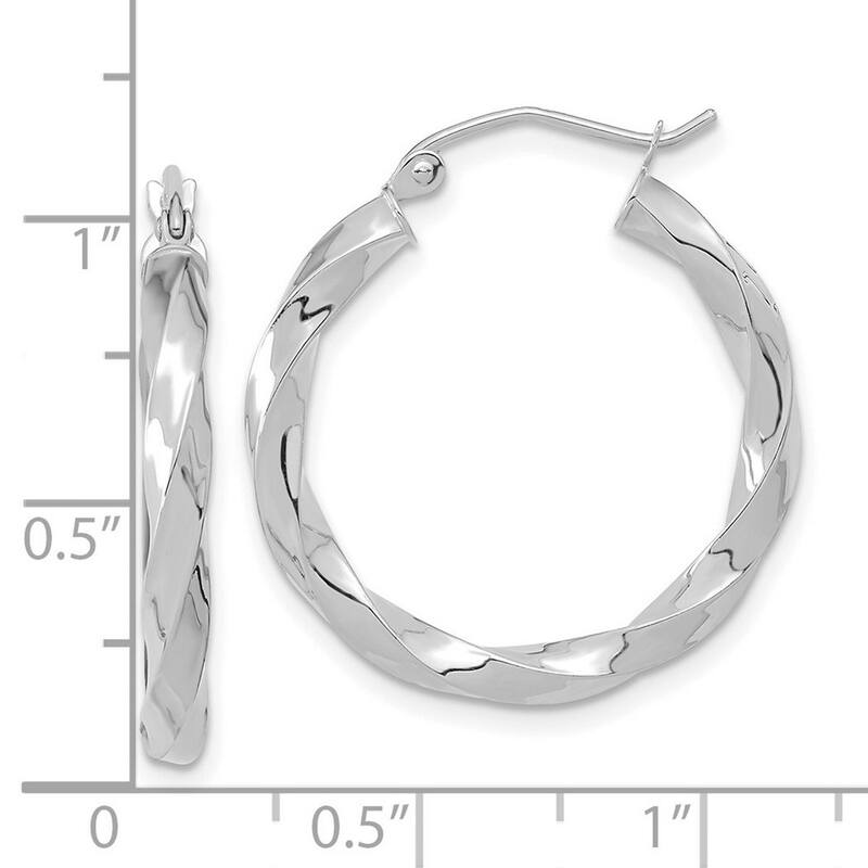 Curata 10k Yellow or White Gold Polished 3x26.61mm Twisted Hoop Earrings